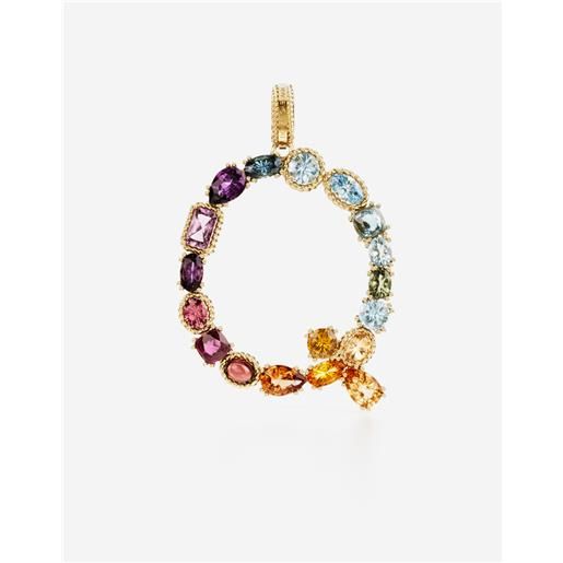 Dolce & Gabbana charm q rainbow alphabet in oro giallo 18kt con gemme multicolore
