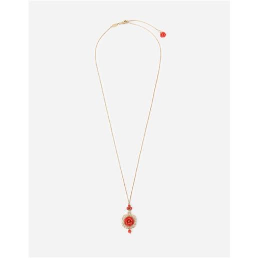 Dolce & Gabbana coral pendant in yellow 18kt gold and coral rose