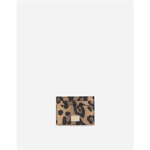 Dolce & Gabbana porta carte di credito in crespo leo con targhetta logata