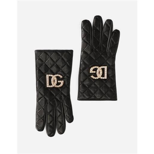 Dolce & Gabbana quilted nappa leather gloves with dg logo