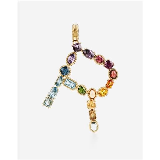 Dolce & Gabbana charm r rainbow alphabet in oro giallo 18kt con gemme multicolore