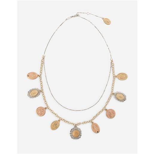 Dolce & Gabbana sicily necklace in yellow, red and white 18kt gold with medals