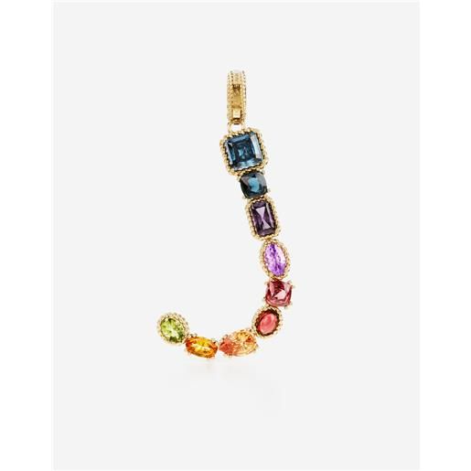 Dolce & Gabbana charm j rainbow alphabet in oro giallo 18kt con gemme multicolore