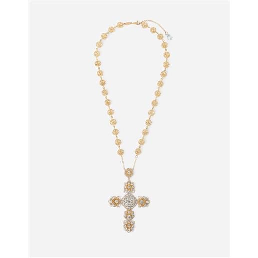 Dolce & Gabbana pizzo necklace in yellow 18kt gold with aquamarines