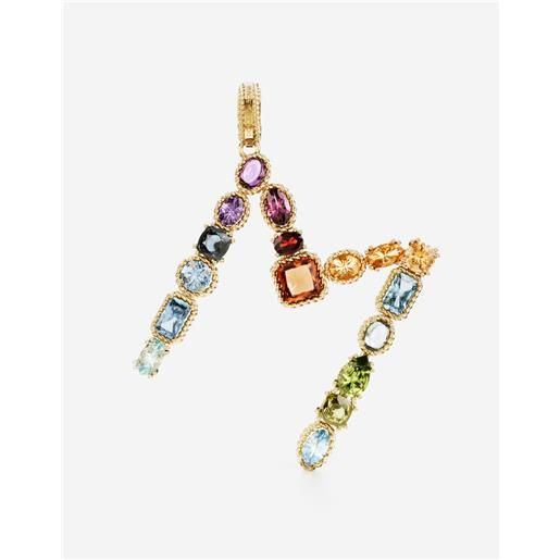 Dolce & Gabbana charm m rainbow alphabet in oro giallo 18kt con gemme multicolore