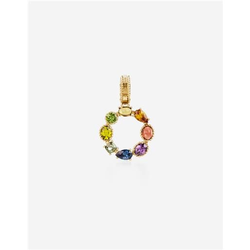 Dolce & Gabbana charm o rainbow alphabet in oro giallo 18kt con gemme multicolore