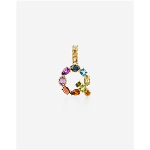Dolce & Gabbana charm q rainbow alphabet in oro giallo 18kt con gemme multicolore