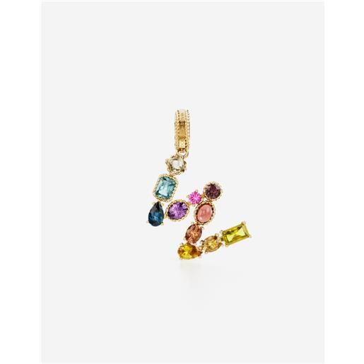 Dolce & Gabbana charm w rainbow alphabet in oro giallo 18kt con gemme multicolore