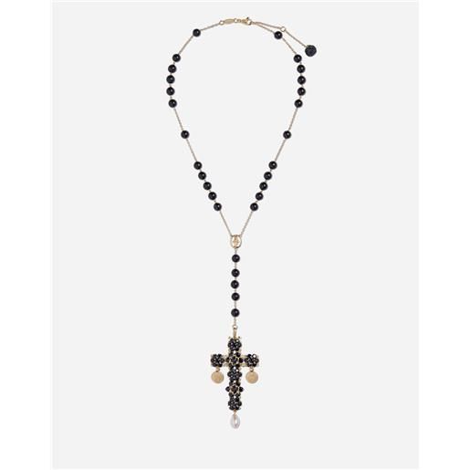 Dolce & Gabbana tradition rosary in yellow gold black sapphires