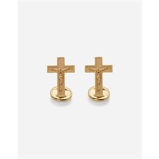 Dolce & Gabbana sicily yellow gold cufflinks featuring a cross
