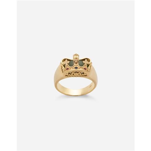 Dolce & Gabbana anello crown con corona e giada verde