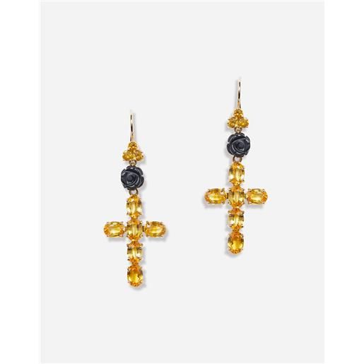 Dolce & Gabbana family yellow gold earrings with yellow sapphires