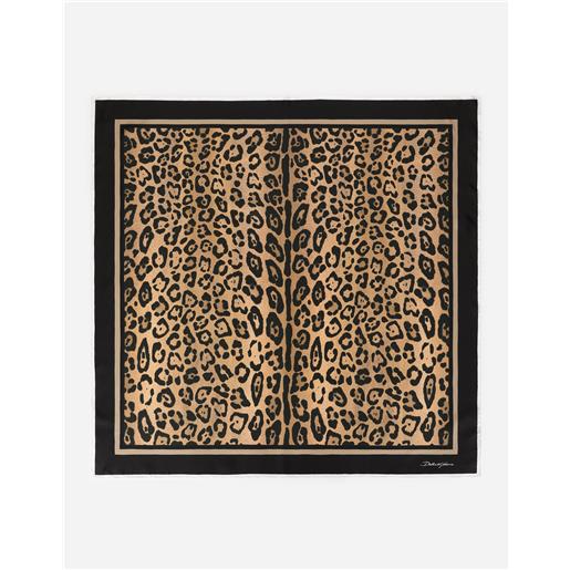 Dolce & Gabbana foulard 90 x 90 in twill stampa leopardo
