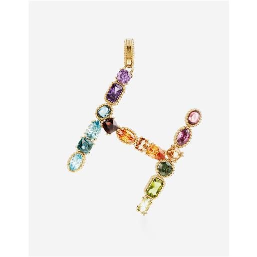 Dolce & Gabbana charm h rainbow alphabet in oro giallo 18kt con gemme multicolore