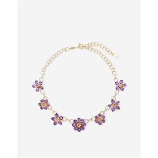 Dolce & Gabbana spring necklace in yellow 18kt gold with amethyst floral motif