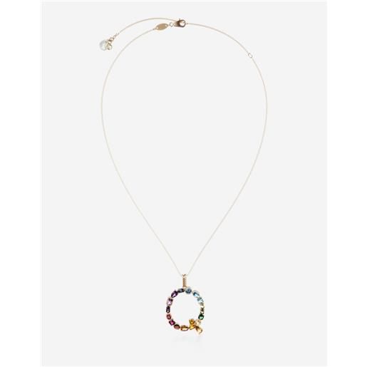 Dolce & Gabbana pendente q rainbow alphabet con gemme multicolor