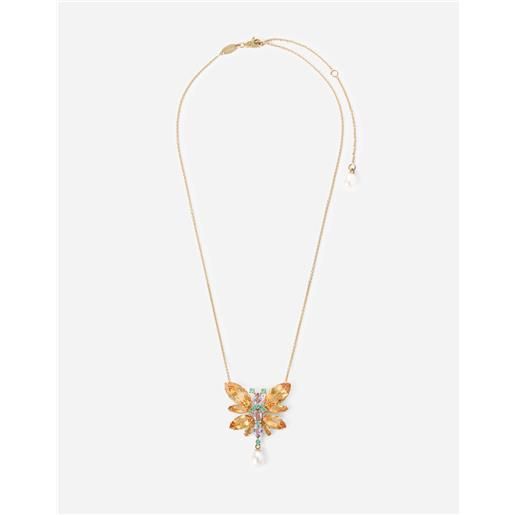 Dolce & Gabbana collana spring in oro giallo 18kt con farfalla citrino