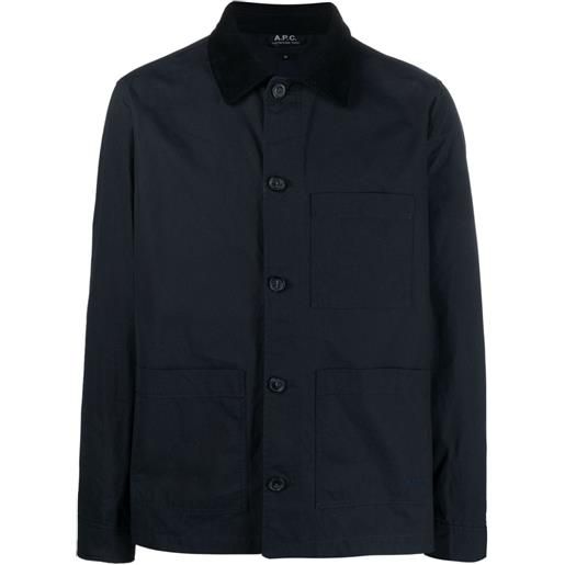 A.P.C. giacca-camicia con colletto a coste - blu