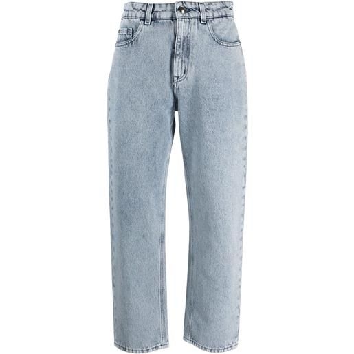 Moorer jeans crop phoebe a vita alta - blu