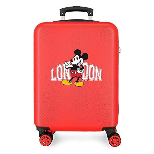 Disney valigia da cabina Disney topolino e minnie viaggio a londra rosso 38x55x20 cm abs rigido chiusura a combinazione laterale 35l 2 kg 4 doppie ruote bagaglio a mano