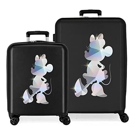 Disney set valigie Disney 100 special shine mickey silver nero 55/70 cm abs rigido lucchetto tsa integrato 119l 6,8 kg bagaglio a mano 4 doppie ruote
