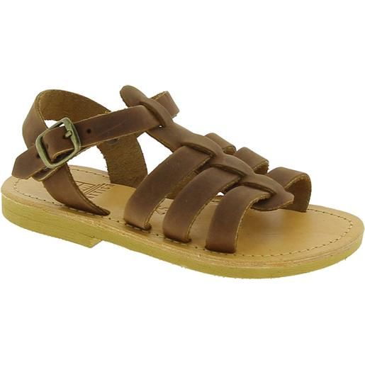 Attica sandals sandali gladiatore da bambino in pelle nubuck marrone chiusura con fibbia persephone nubuk dk-brown