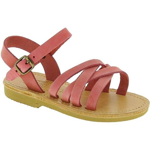 Attica sandals sandali intrecciati da bambina in pelle nubuck rosa chiaro chiusura con fibbia hebe nubuk pink