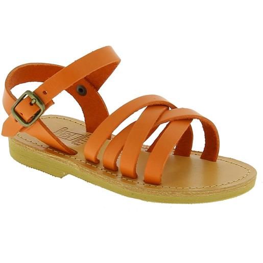 Attica sandals sandali intrecciati gladiatore da bambino in pelle di vitello arancione chiusura con fibbia hebe calf orange