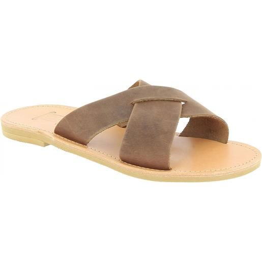 Attica sandals sandali ciabatte da uomo con fasce incrociate in pelle nubuk testa di moro orion nubuk dk-brown