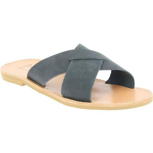 Attica sandals sandali ciabatte da uomo con fasce incrociate in pelle nubuk nera orion nubuk black