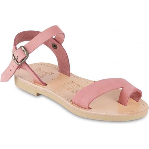 Attica sandals sandali infradito da bambina in pelle nubuk rosa chiusura con fibbia heron nubuk pink