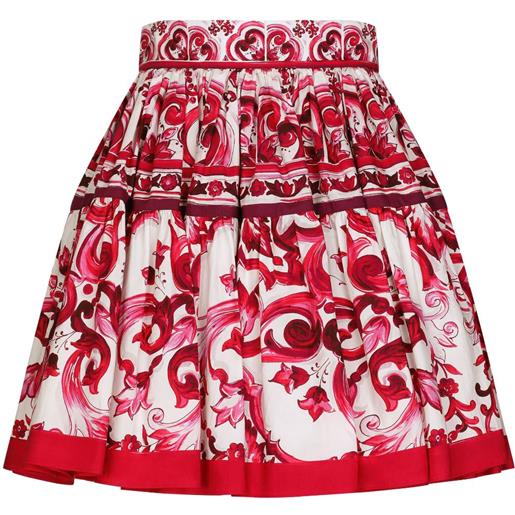 Dolce & Gabbana gonna plissettata con stampa maioliche - rosso