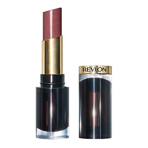 Revlon super lustrous glass shine lipstick glazed mauve, rossetto labbra dal colore brillante, formula cremosa e idratante con acido ialuronico, aloe e quarzo rosa