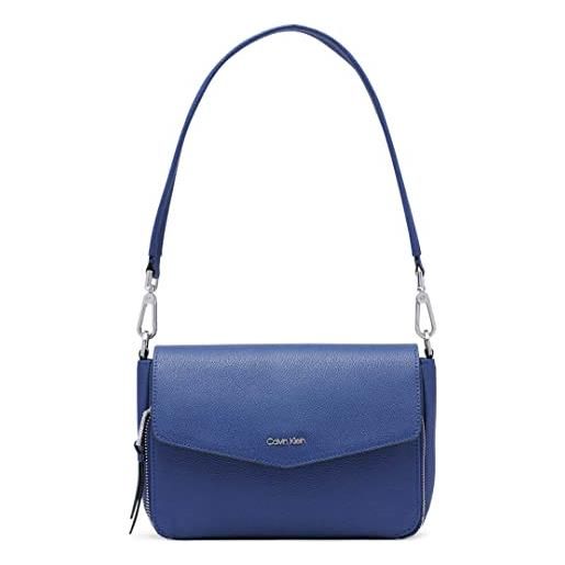 Calvin Klein ava novelty demi borsa a tracolla donna, blu medievale strutturato, taglia unica