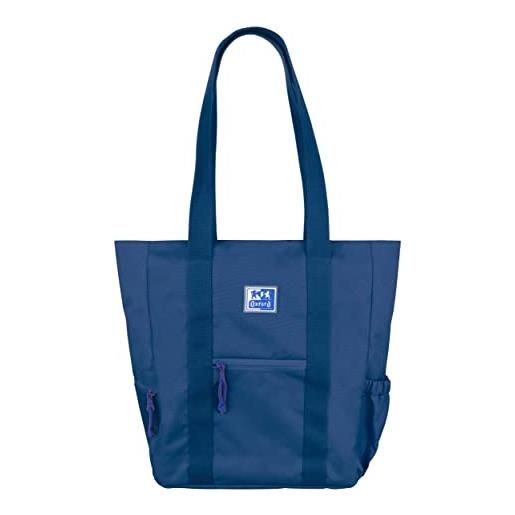 Oxford b-trendy, borsa tote a spalla o tracolla, 34 cm, tasca imbottita per laptop, poliestere riciclato rpet, colore blu navy, blu navy, 34x31x12cm, casual