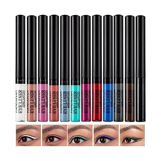 MKNZOME eyeliner colorati, MKNZOME 12 colori eyeliner matte eyeliner waterproof lunga durata impermeabile brillantini make up per trucco cosplay della festa nuziale