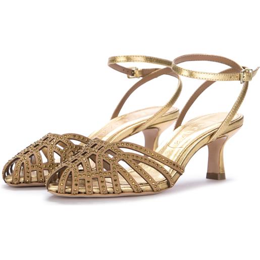 VICENZA | sandali con tacco punti luce oro