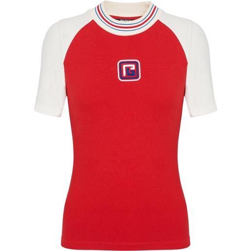Balmain t-shirt pb con ricamo - rosso