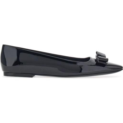 Ferragamo ballerine con fiocco vara - nero