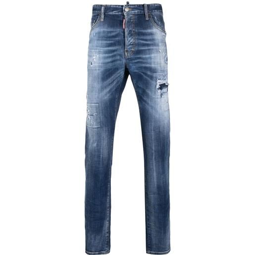 Dsquared2 jeans slim con effetto vissuto - blu