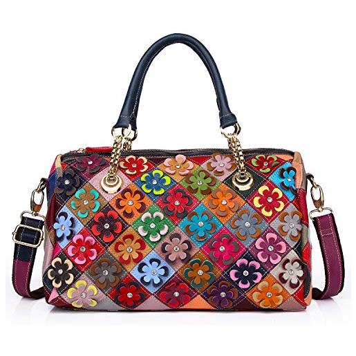 Eysee borsa donna in vera pelle multicolore di fiori - donne borsa a tracolla borsa colorata