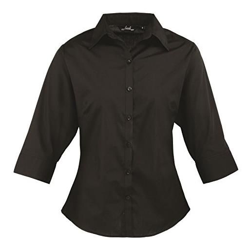 Premier Workwear ladies poplin blouse 3/4 sleeved camicia, bianco (white), 44 (taglia produttore: 16) donna