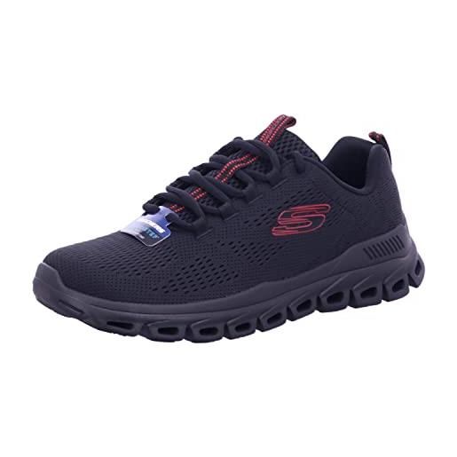 Skechers glide-step fasten up, scarpe da ginnastica uomo, nero mesh red trim, 48.5 eu