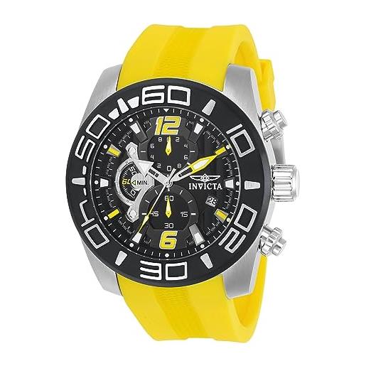Invicta pro diver - orologio da uomo in acciaio inossidabile con movimento al quarzo - 50 mm, nero/giallo