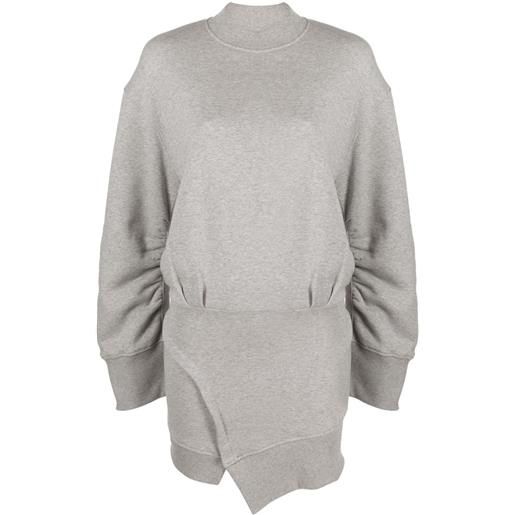 The Attico abito corto modello felpa con arricciature - grigio