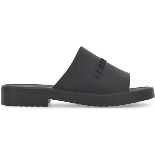 Ferragamo sandali slides con logo - nero