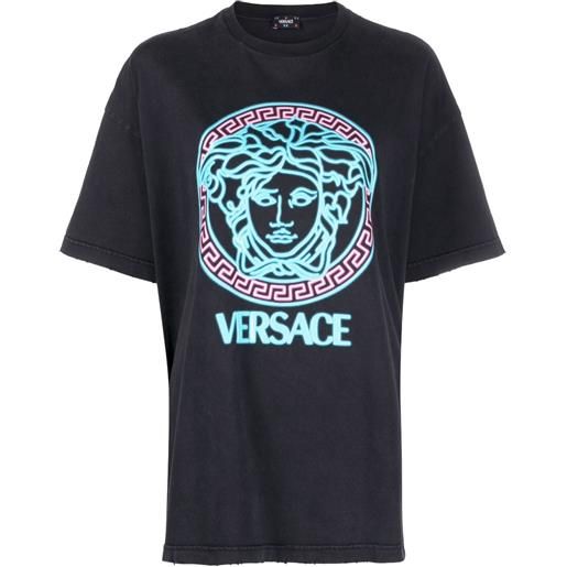 Versace t-shirt medusa con ricamo - nero