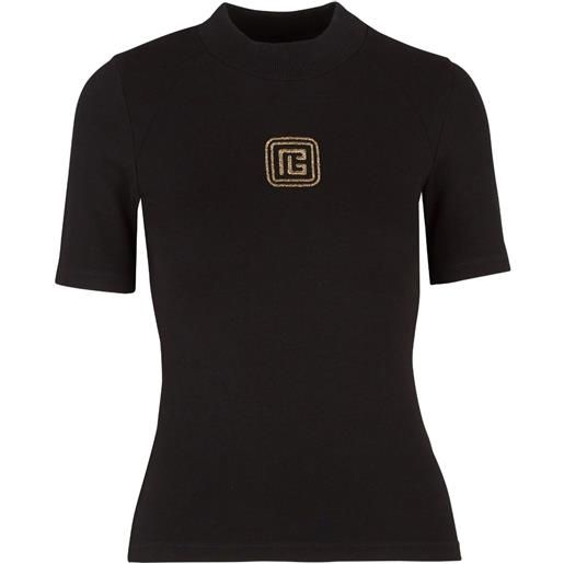 Balmain t-shirt retro con ricamo - nero