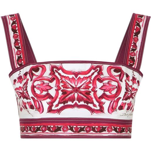 Dolce & Gabbana top corto con stampa maioliche - rosso