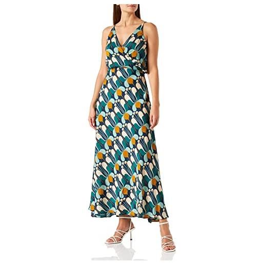 Pinko adriana abito jacquard fluido vestito da cocktail, es4_multi. Blu/verde, 44 donna